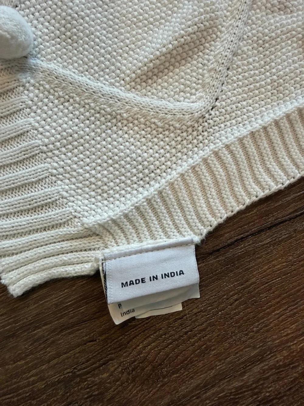 White Pom Pom Knit Baby Blanket made in India